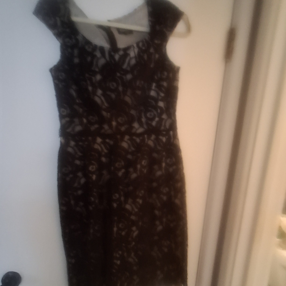 Adrianna Papell Black Lace Midi Dress